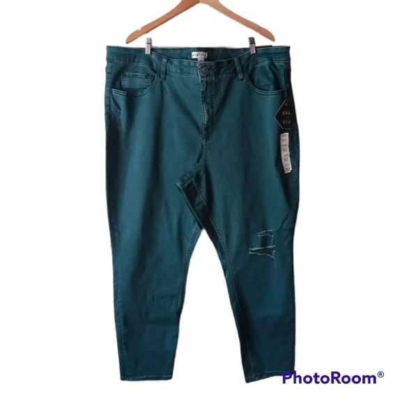 Ava & Viv High Rise Skinny Light Distressed Stretchy Jeans Size 26W - Picture 4 of 16